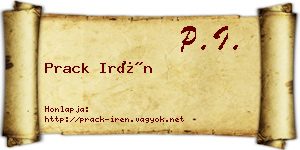 Prack Irén névjegykártya